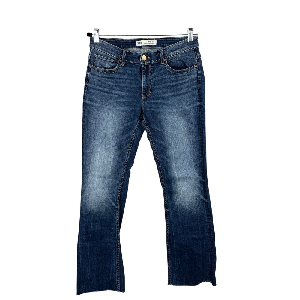 BKE Buckle Womens 29x30 Payton Mid Rise Bootcut Jeans Raw Hem Flap Pocket